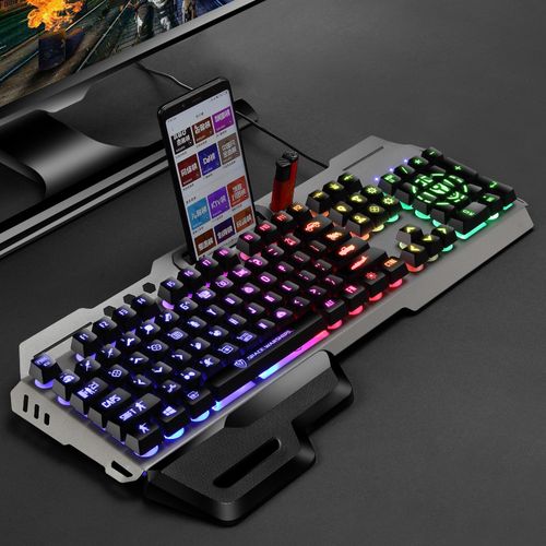 电竞游戏键盘 usb办公电脑笔记本 有线机械手感发光键盘工厂批发